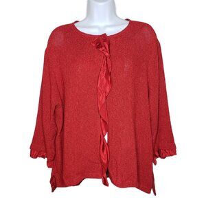 NWT MASAI Knit w/ Satin Trim Light Weight Red Juna Jacket Sz M (1456)